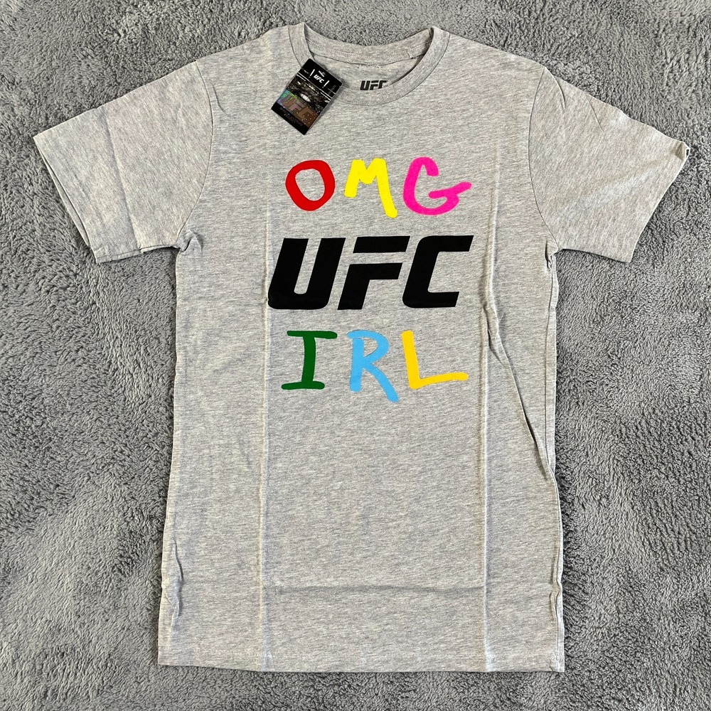 UFC Shirt Adult Small Slim OMG UFC IRL Tee Gray Short Sleeve NEW